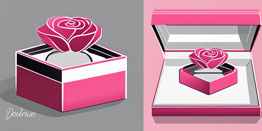 Anillo de compromiso en caja abierta con pétalos de rosa
