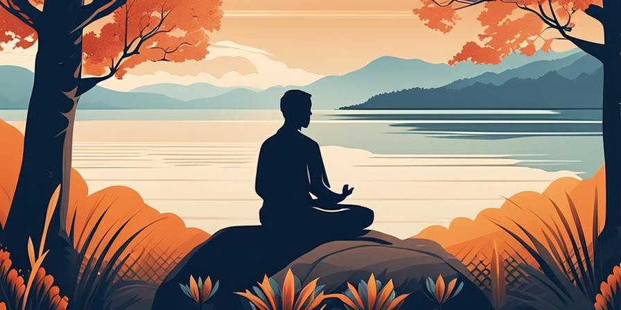 Buda meditando en paisaje sereno