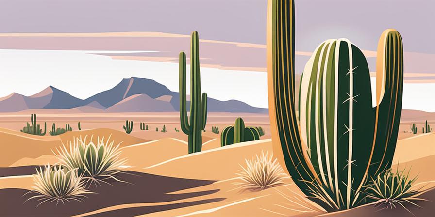 Cactus creciendo en el desierto, con una flor brotando
