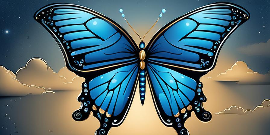 Cielo azul con mariposa volando