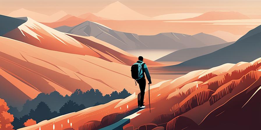 Una persona escalando una montaña en un paisaje inspirador