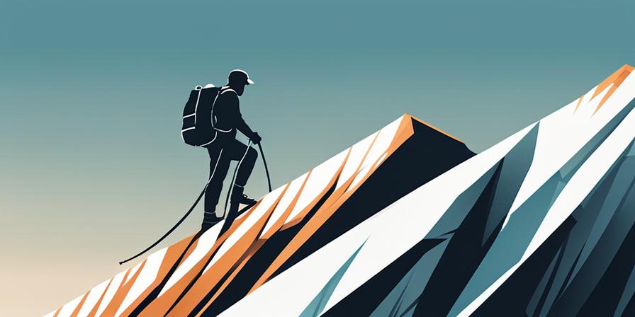 Persona escalando montaña con determinación