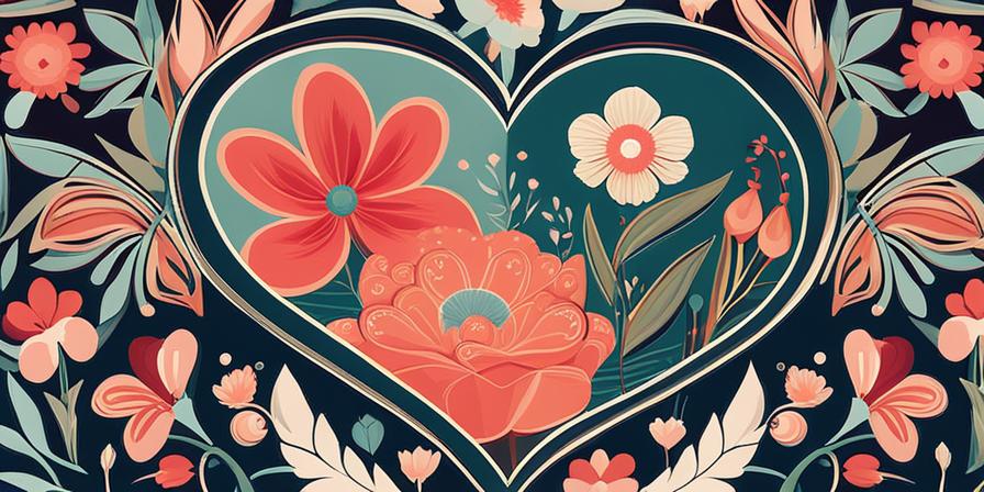 Corazón rodeado de flores con mensaje agradecimiento
