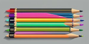 Frases motivadoras en pizarra rodeada de lápices de colores