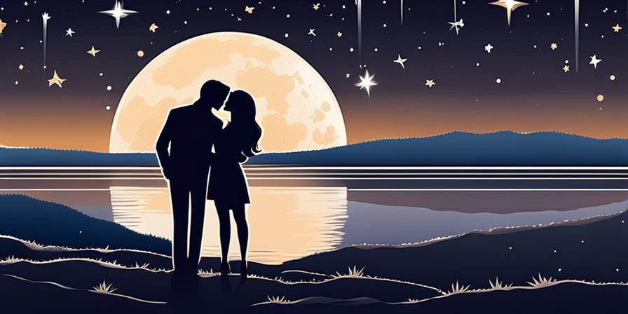 Poeta romántico contemplando las estrellas en la noche