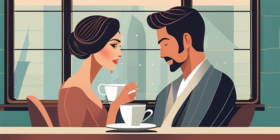 Dos personas disfrutando de una agradable conversación mientras toman café