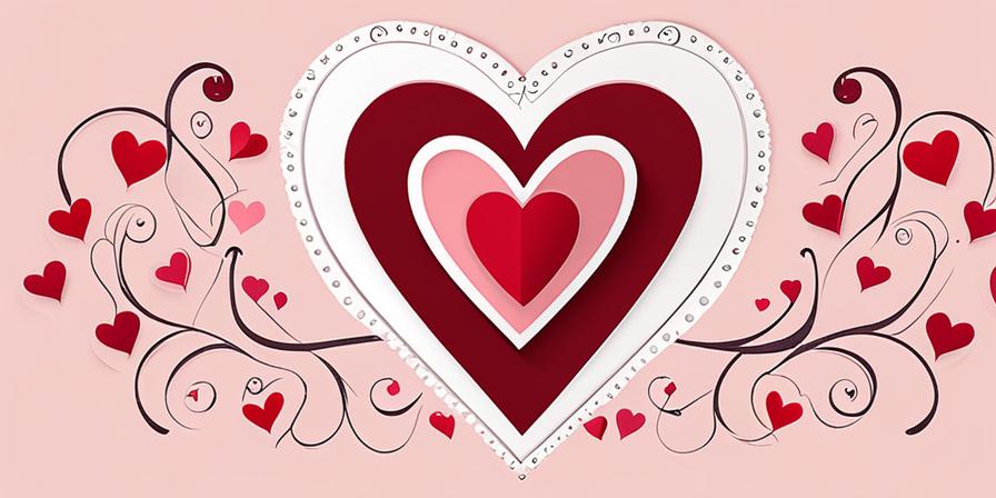 Tarjeta de San Valentín con corazones y frases románticas